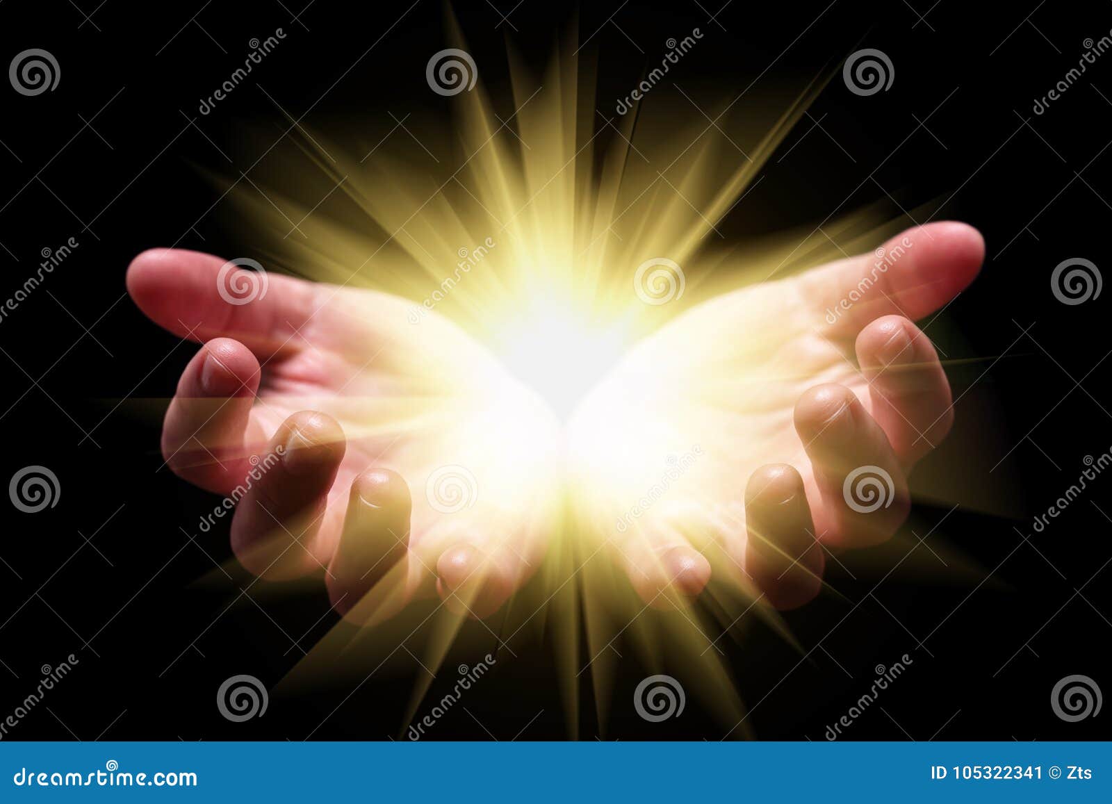 woman hands cupped holding, showing, or emanating bright, glowing, radiant, shining light.