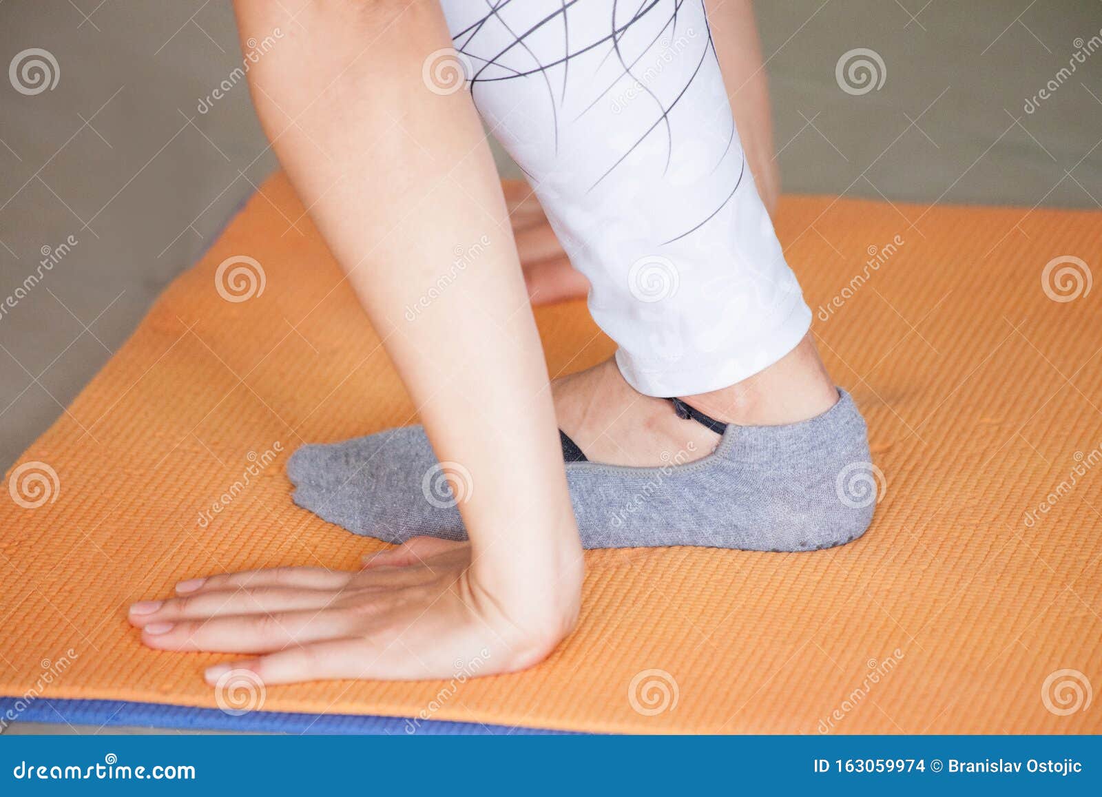 Woman Hands and Feet on Yoga Mat Close Shot Indoor Stock Photo - Image ...