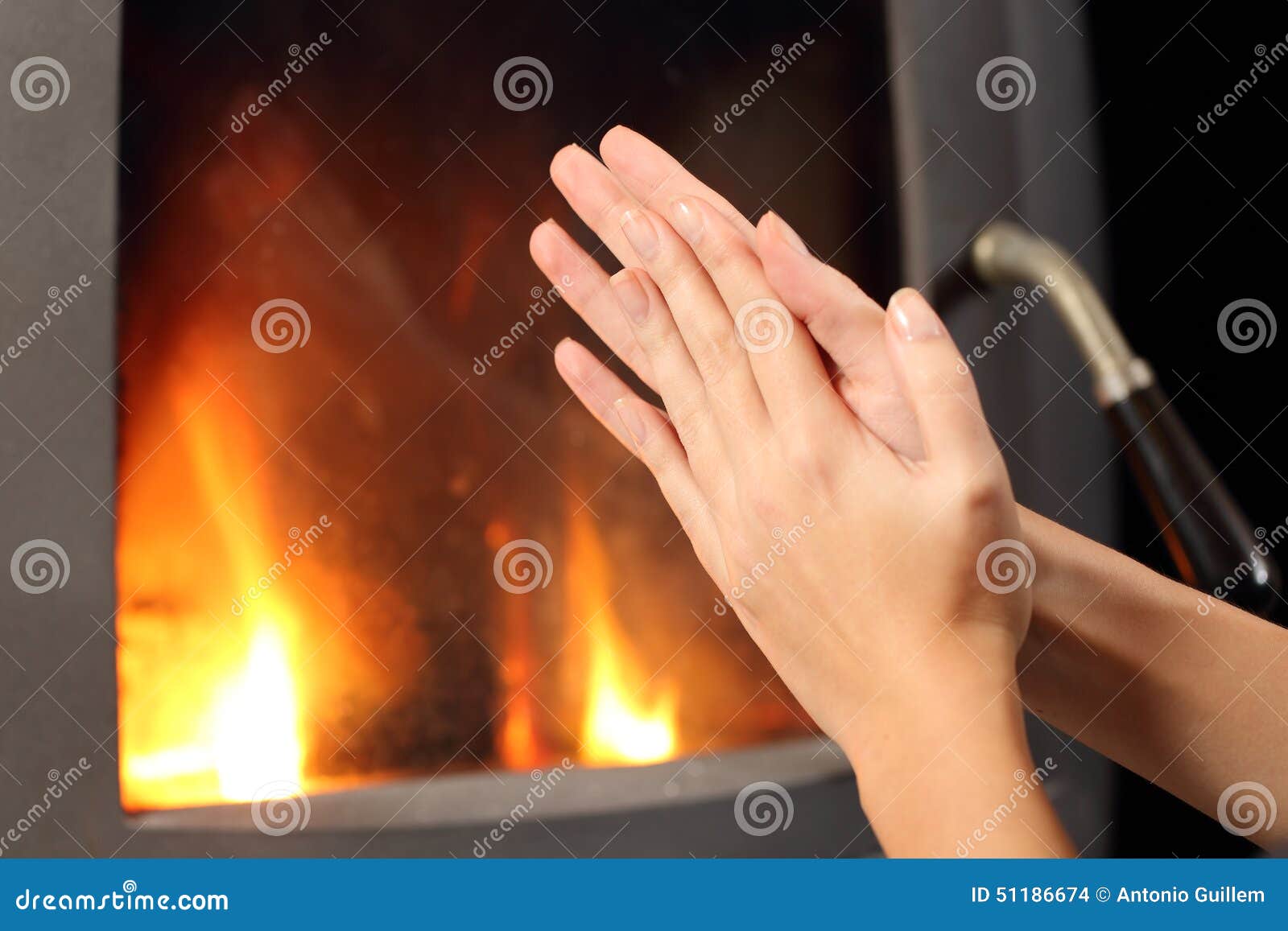Woman Hands Heating In Front A Fire Place Stock Photo Image 51186674
