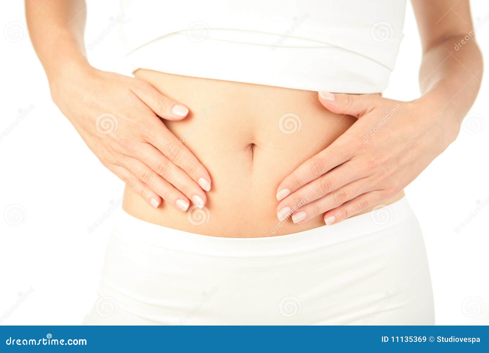 woman with hands on her stomach