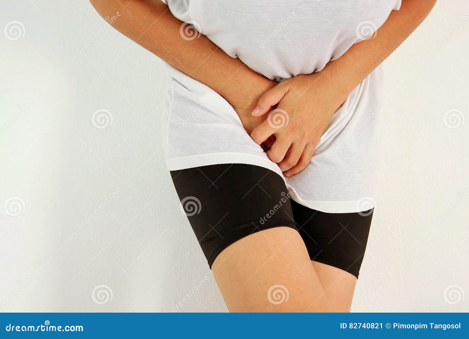 Woman with Hands Holding Her Crotch Stock Image - Image of lady