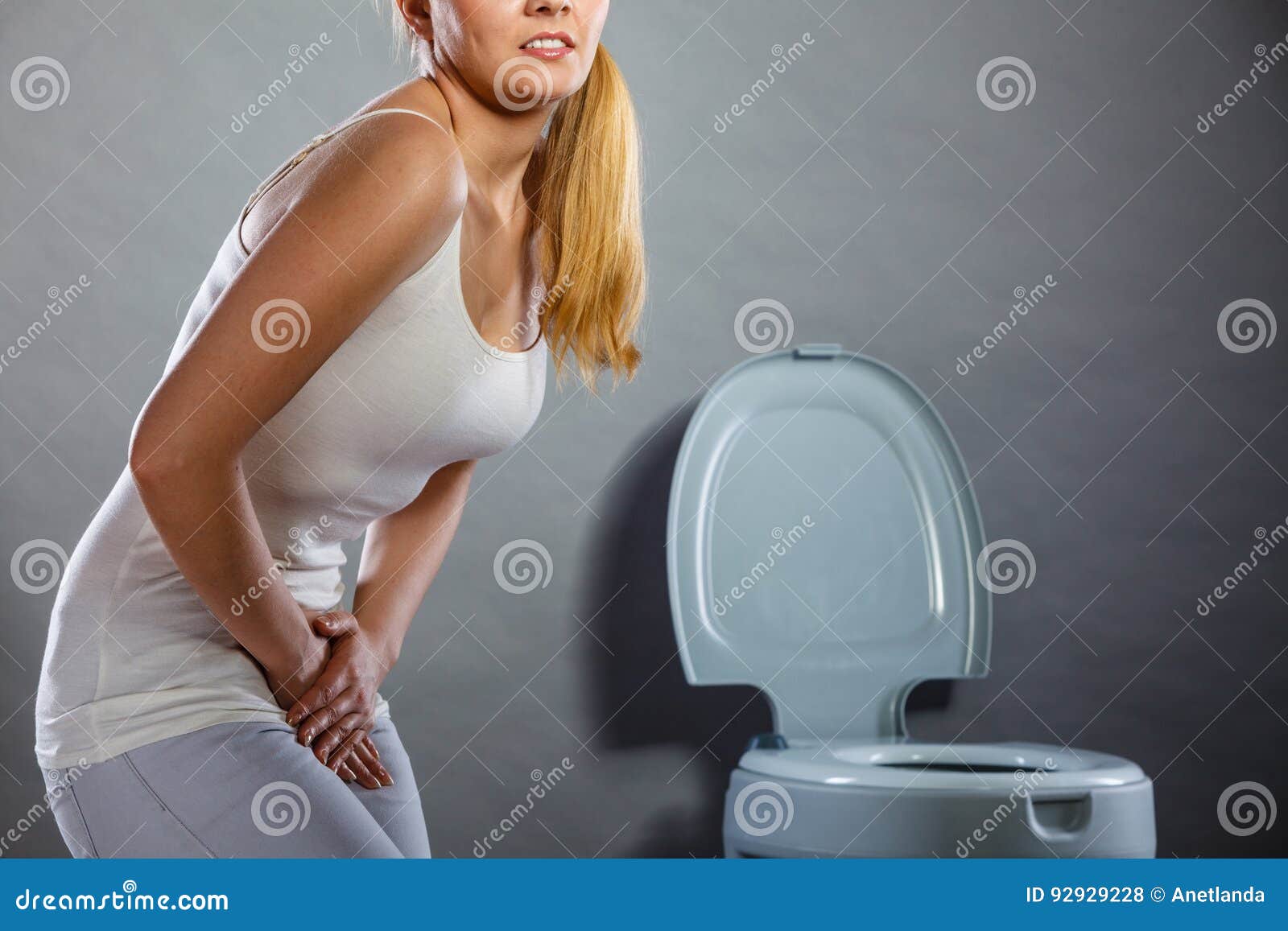 Close Woman Hands Holding Her Crotch Stock Photo 234591922