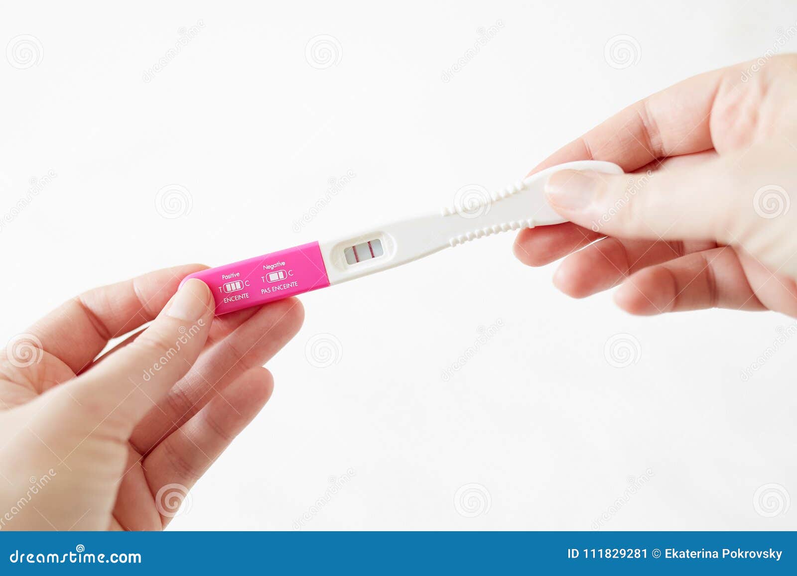Woman Hands Holding Positive Pregnancy Test Stock Image ...