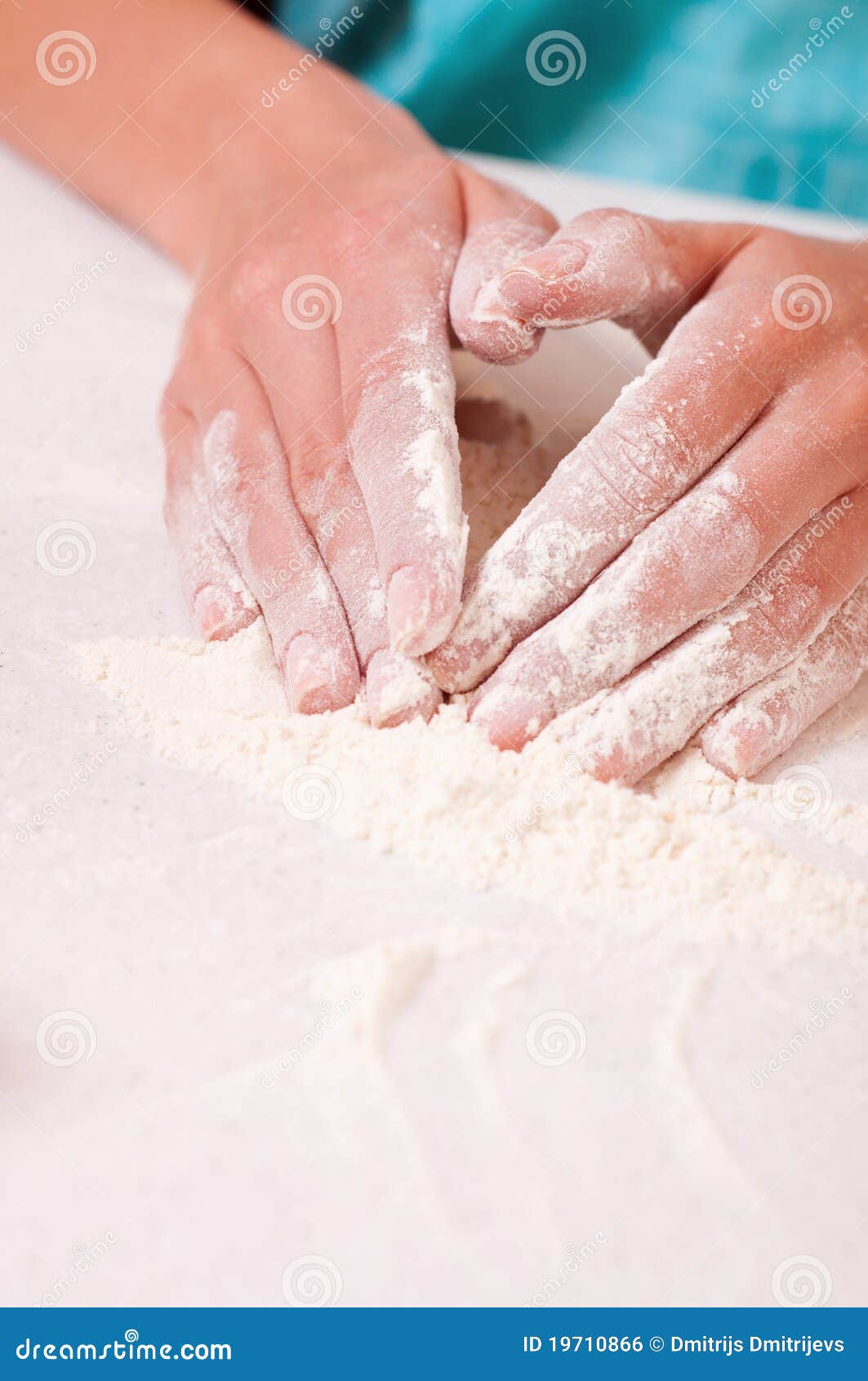 Woman Hands Mixing Flour on the Table Stock Photo Image of kitchen