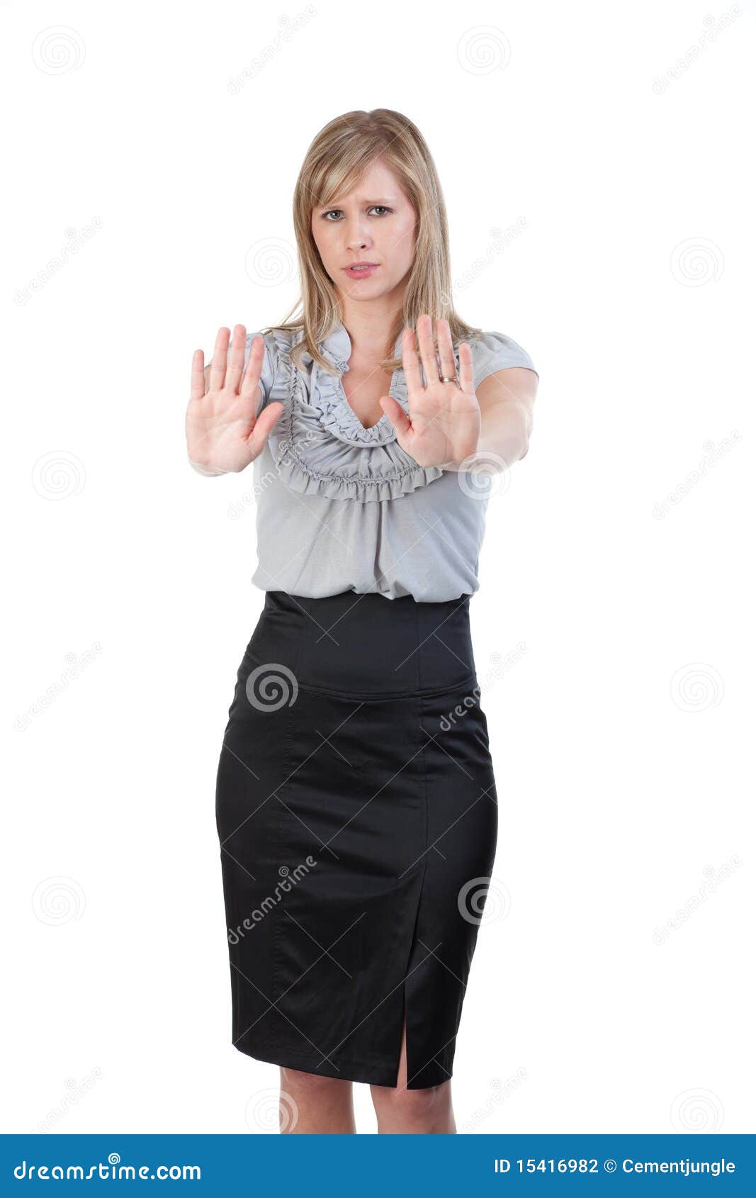 Woman With Hands Up In A Defensive Position Stock Photography Image