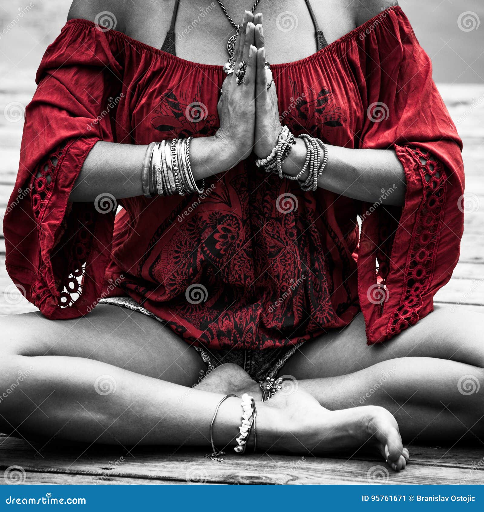 woman hands in yoga ic gesture mudra