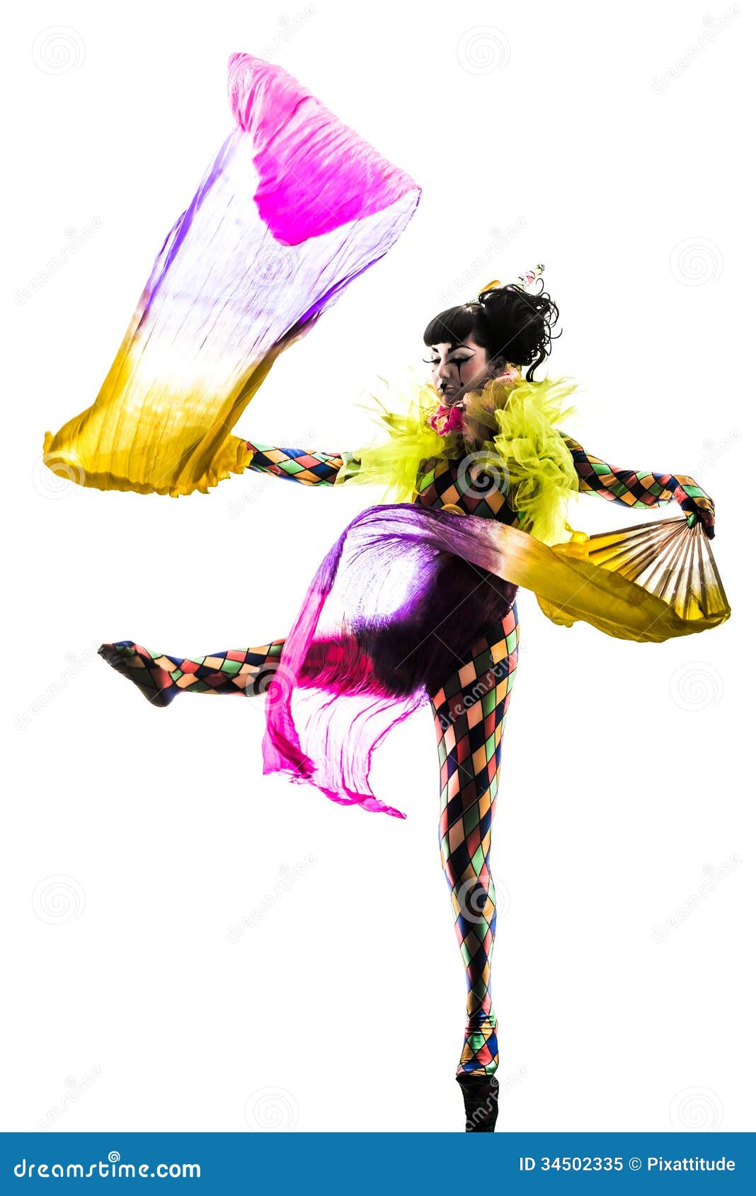 woman harlequin circus dancer performer silhouette