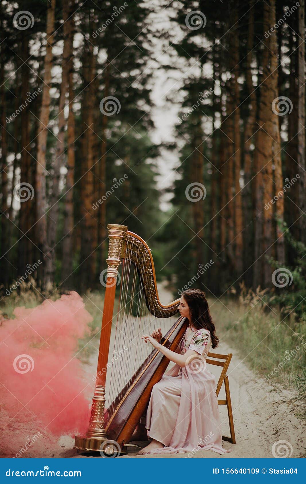 Smoking Lady Plays in the Forest