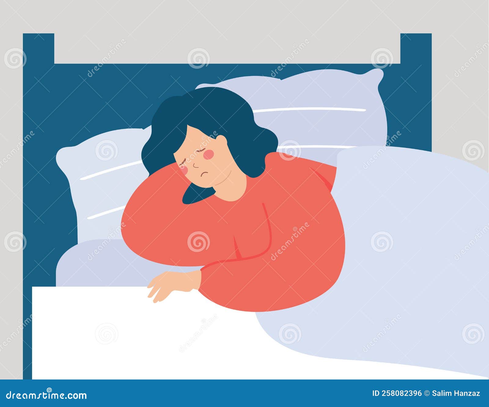 Woman Has Difficulty To Sleep at Night. Girl Lying on Bed Can T Sleep ...