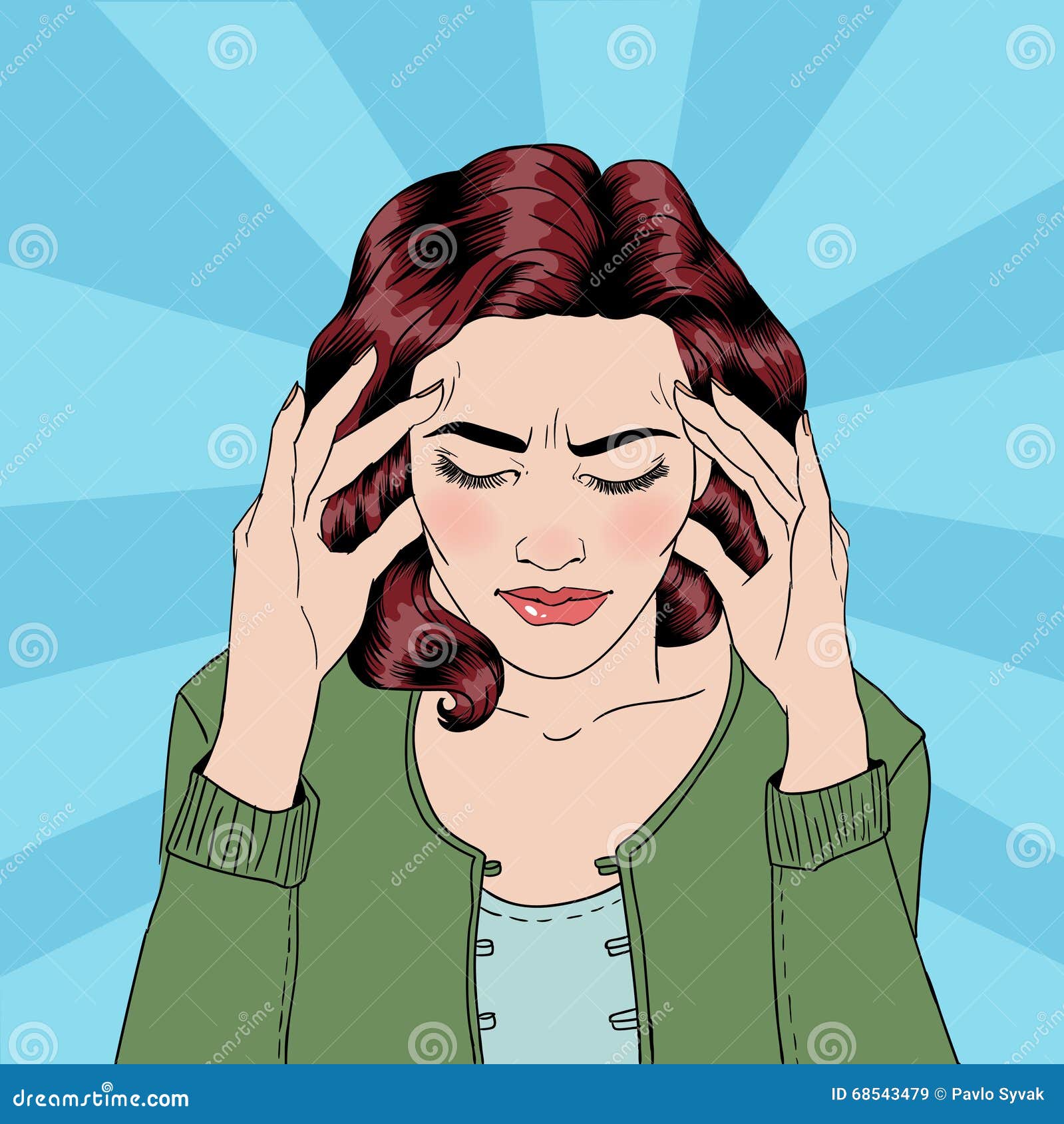 Woman Has a Headache. Woman Stress Stock Vector - Illustration of pain,  pressure: 68543479