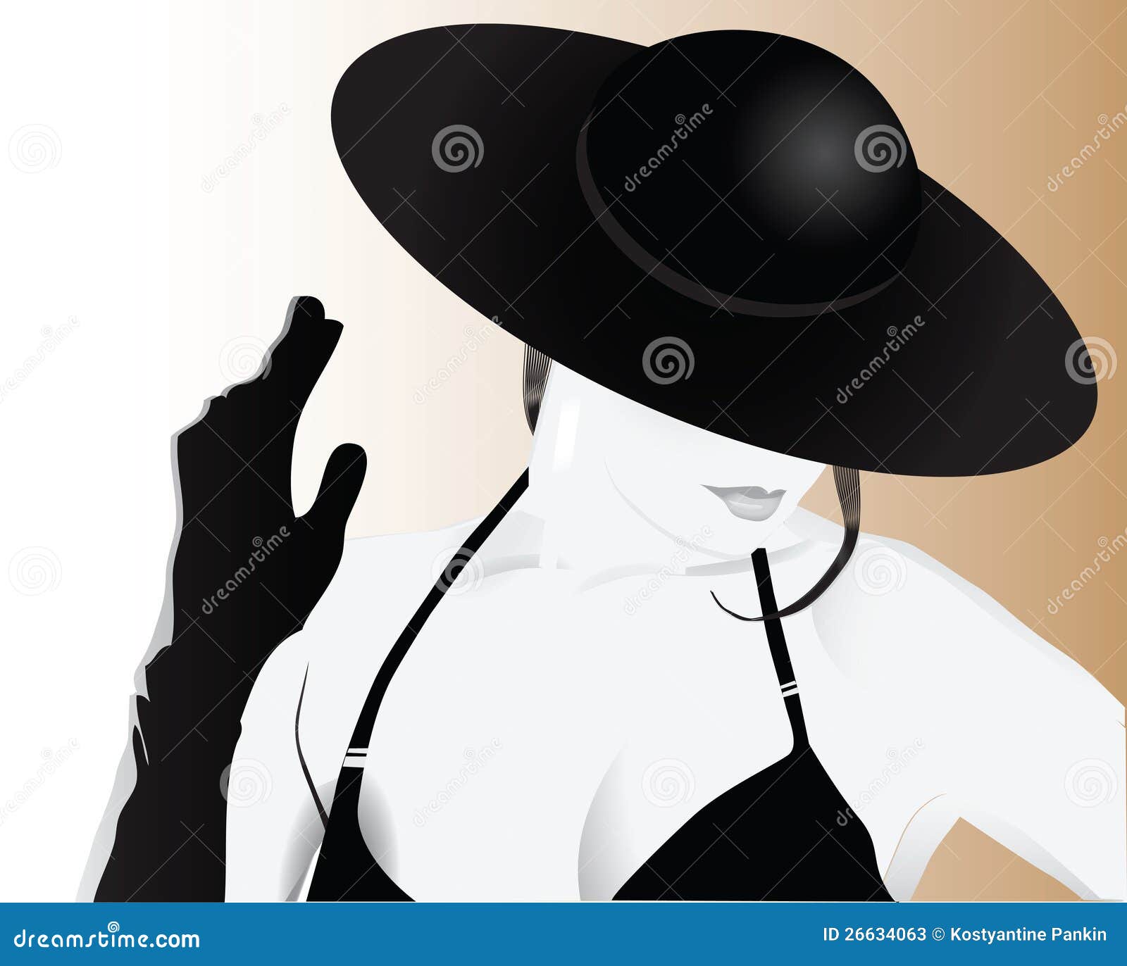 Stylish woman in a hat. Vector illustration.