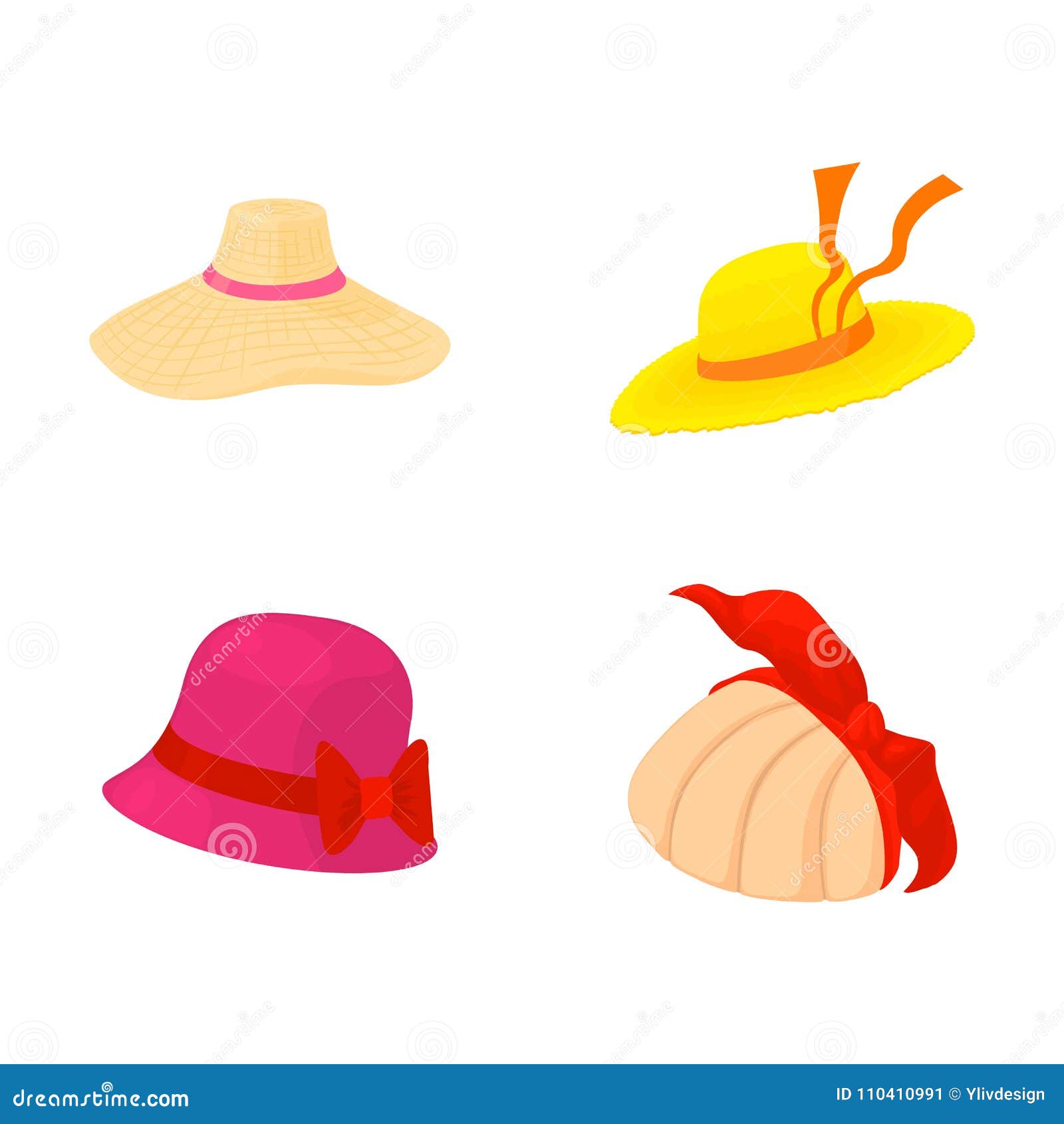 Woman Hat Icon Set, Cartoon Style Stock Vector - Illustration of fancy ...