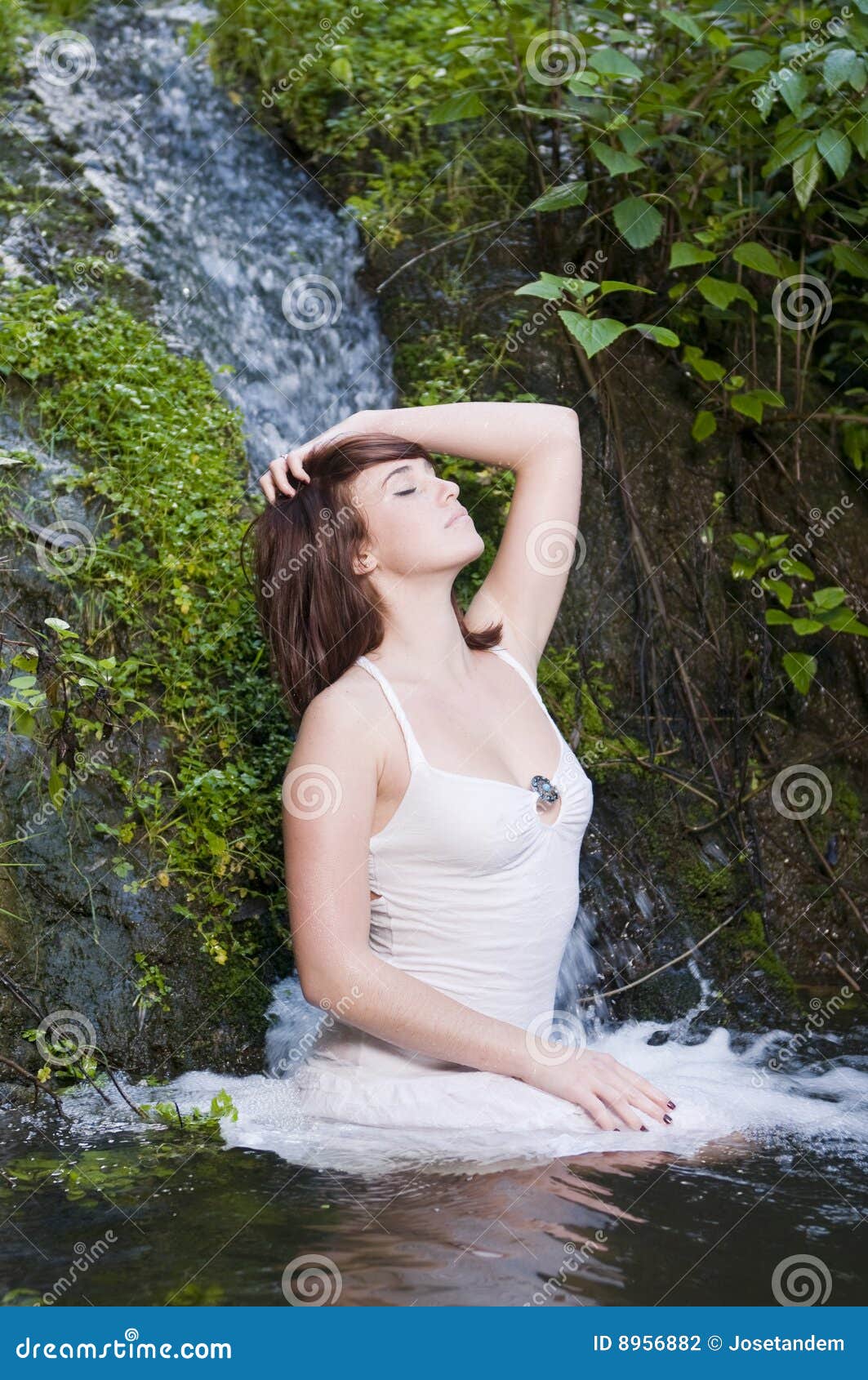 Woman Having A Bath In A Waterfall Stock Photography - Image: 8956882