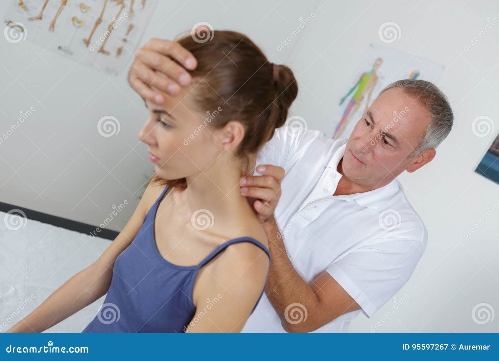 Woman Having Neck Massaged By Physiotherapist Stock Image Image Of Joint Massage 95597267