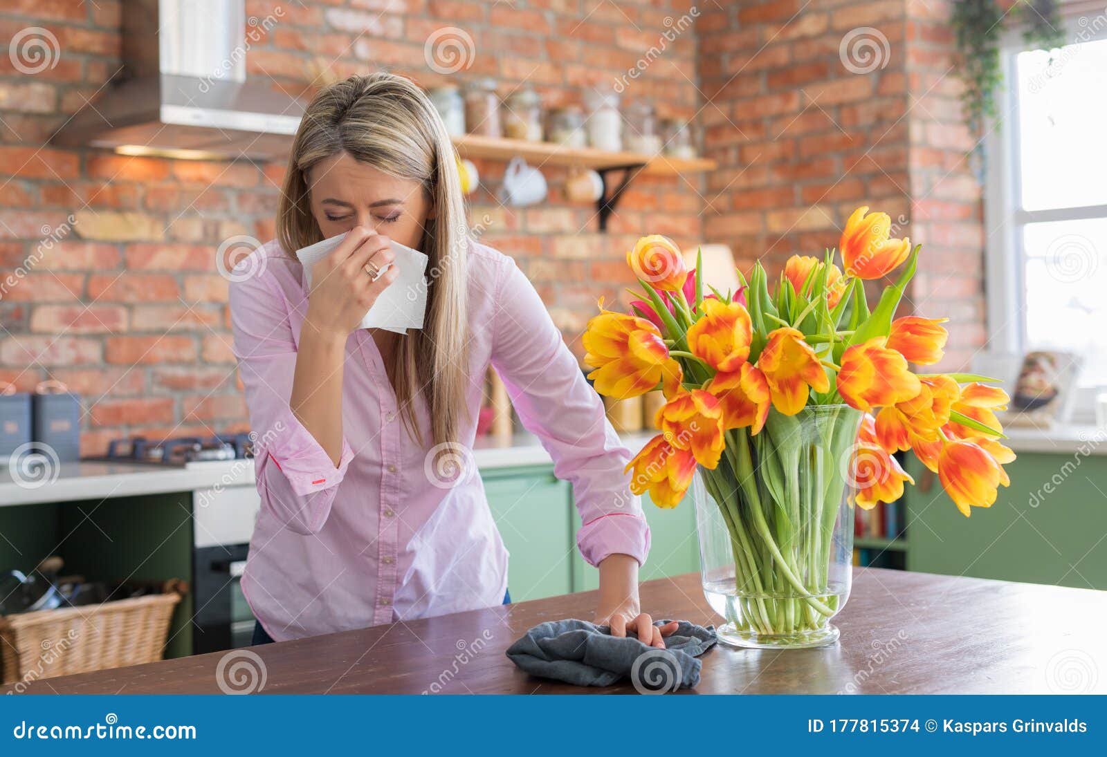 Woman Having Flowers Allergy Stock Photo Image of concept, issue