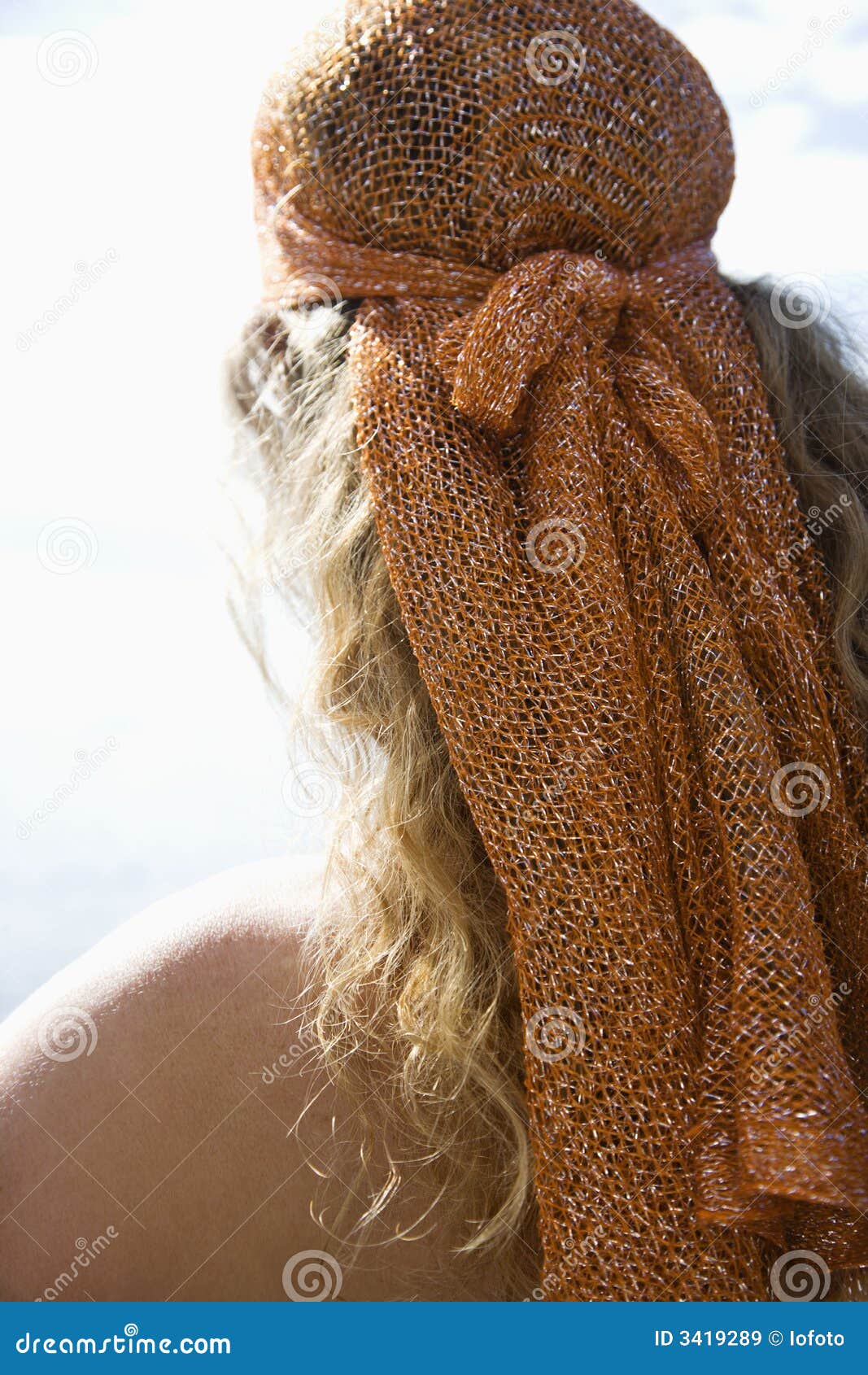 Woman in head scarf. stock image. Image of rear, scarf 3419289