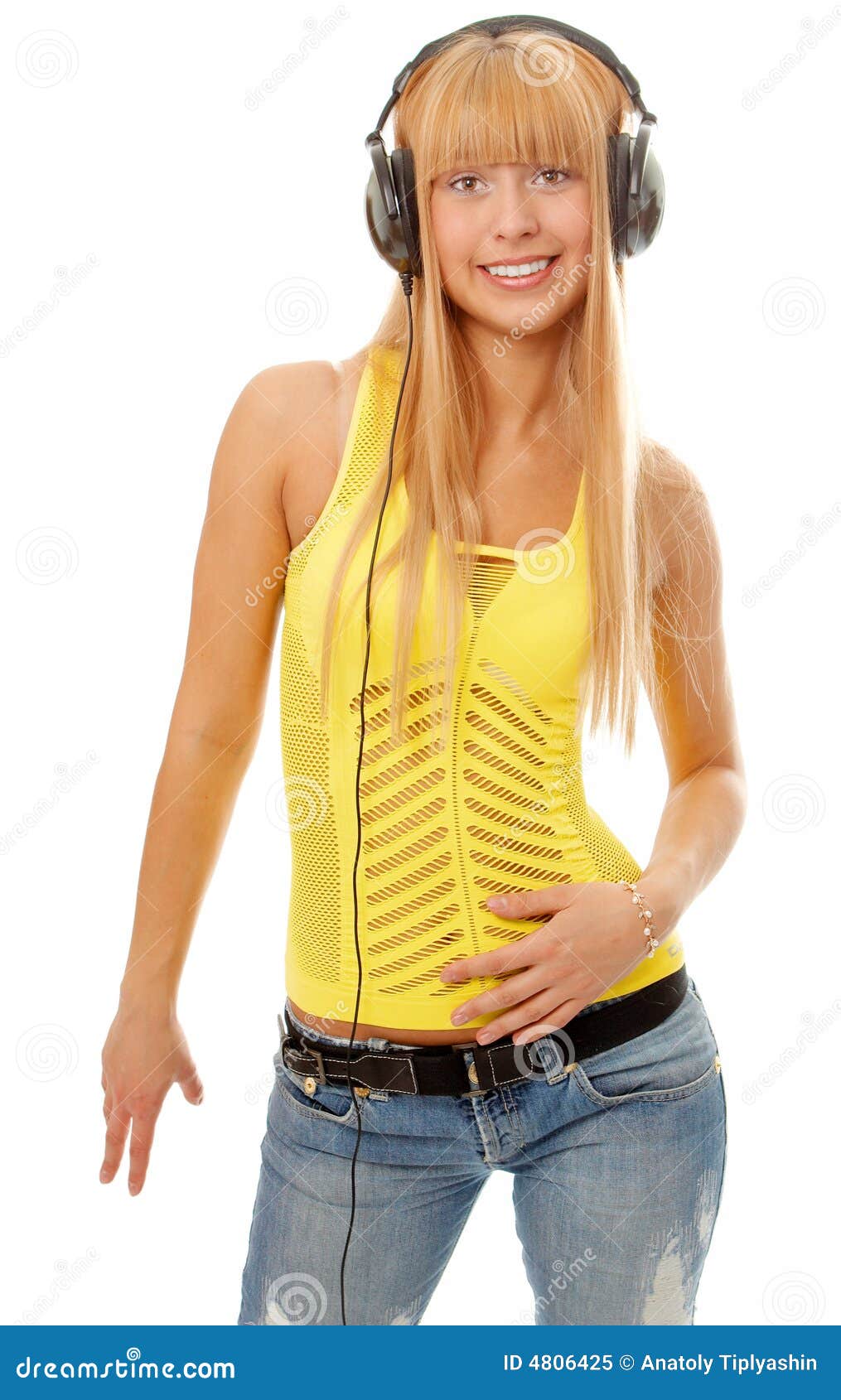 Woman in headphones stock image. Image of singing, attractive 4806425