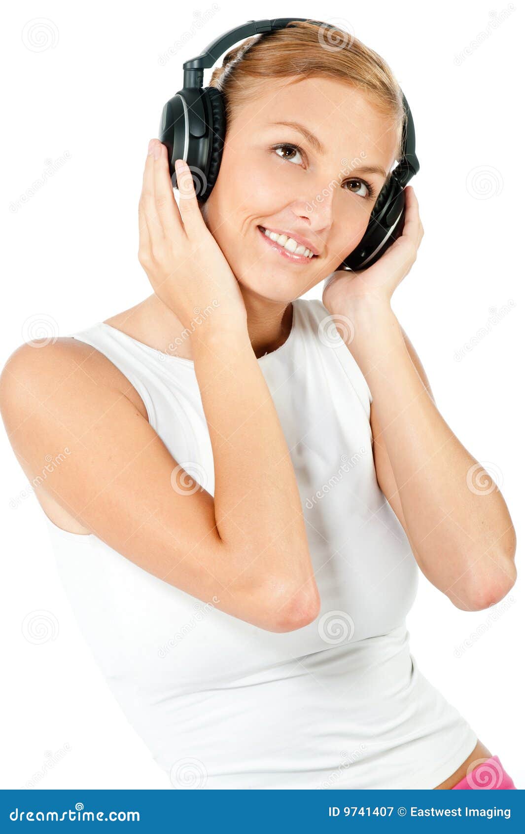 Woman with Headphones stock image. Image of holding, adult 9741407