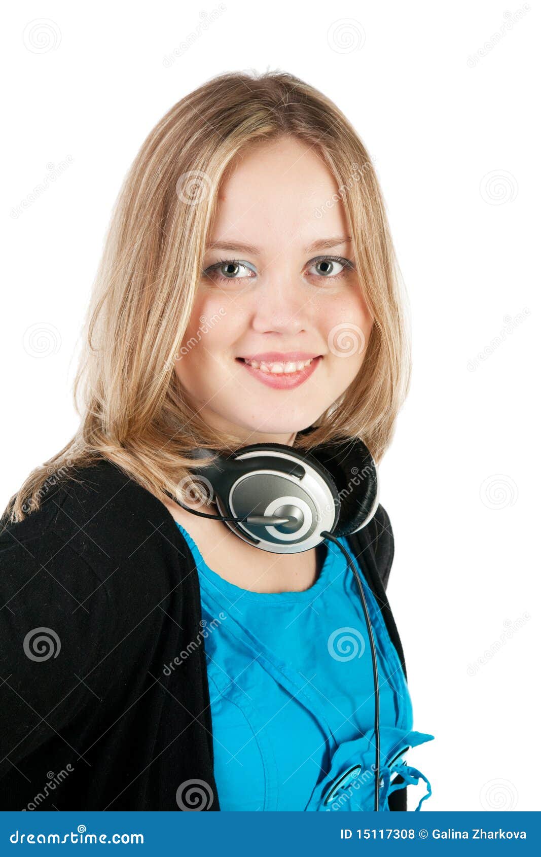 Woman with Headphones and Microphone Stock Photo Image of global, office 15117308