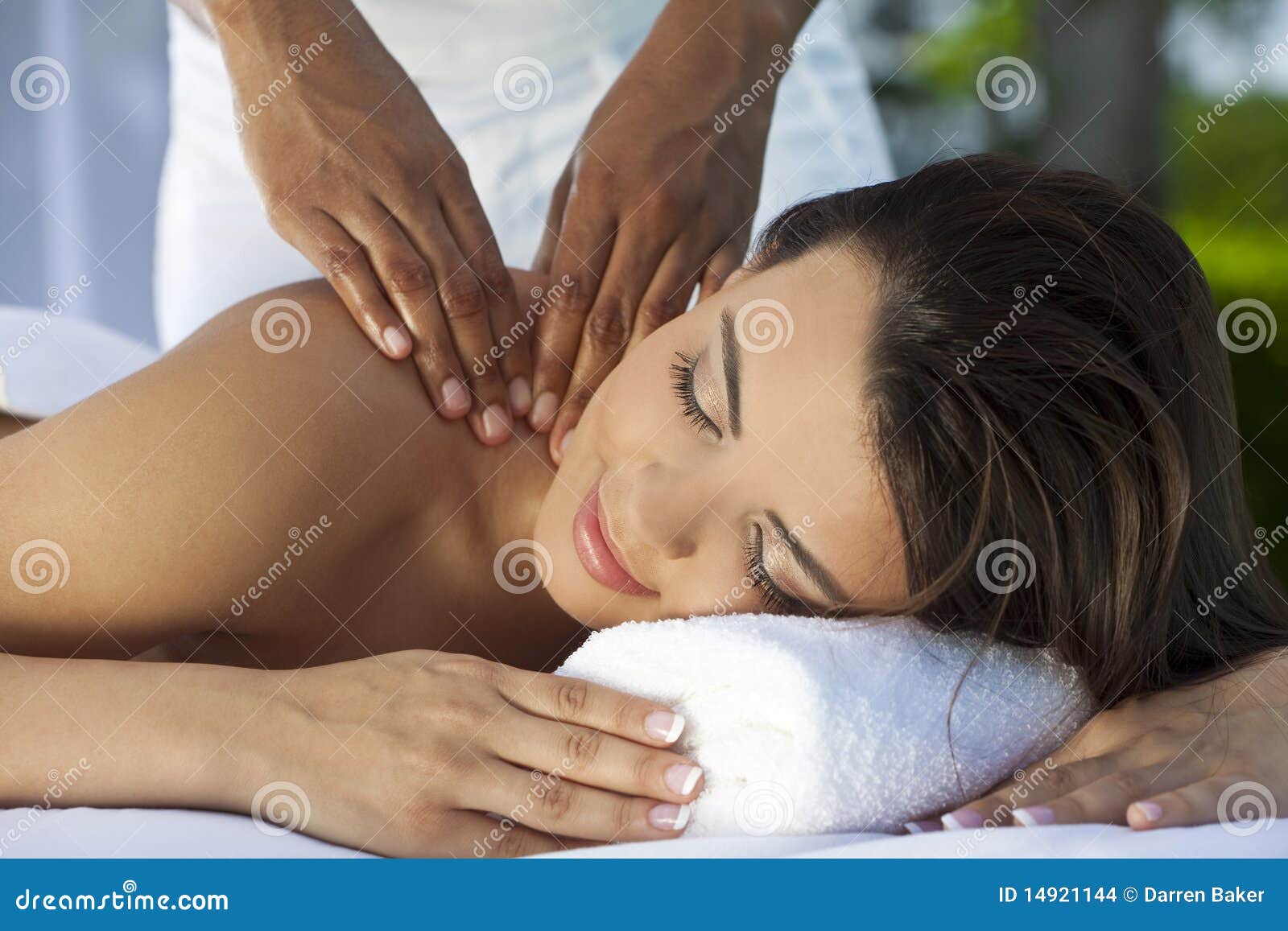 woman at health spa having relaxing massage