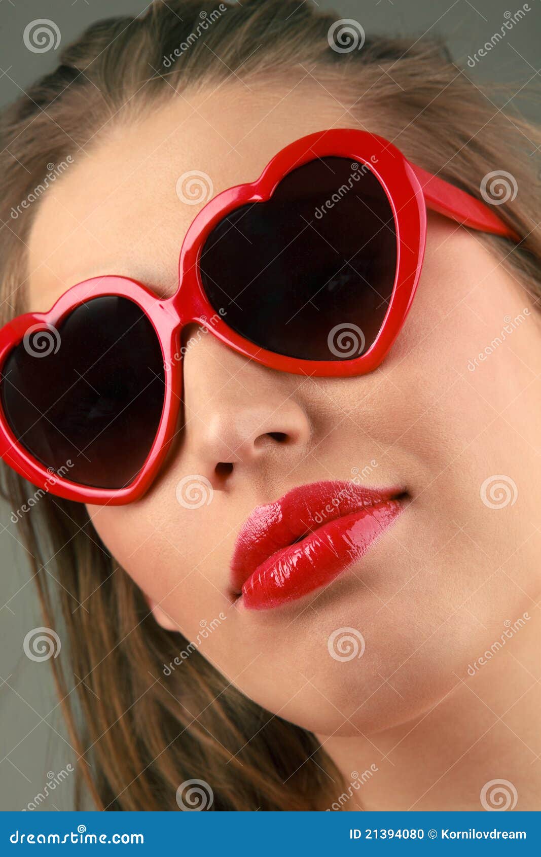 Woman with Heart Shaped Sunglasses Stock Photo Image of beautiful, positive 21394080