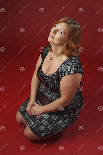 Woman On Her Knees Stock Image Image Of Looking Overweight 65076165