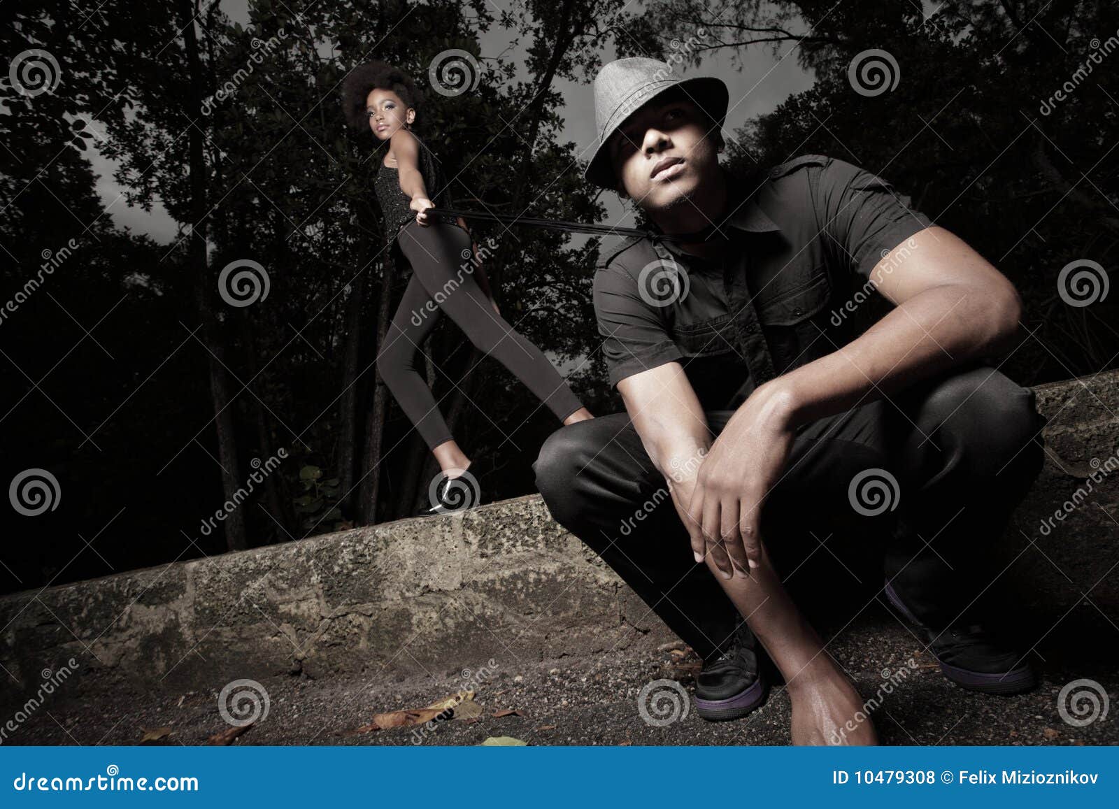 Woman with Her Man on a Leash Stock Photo Image of attractive