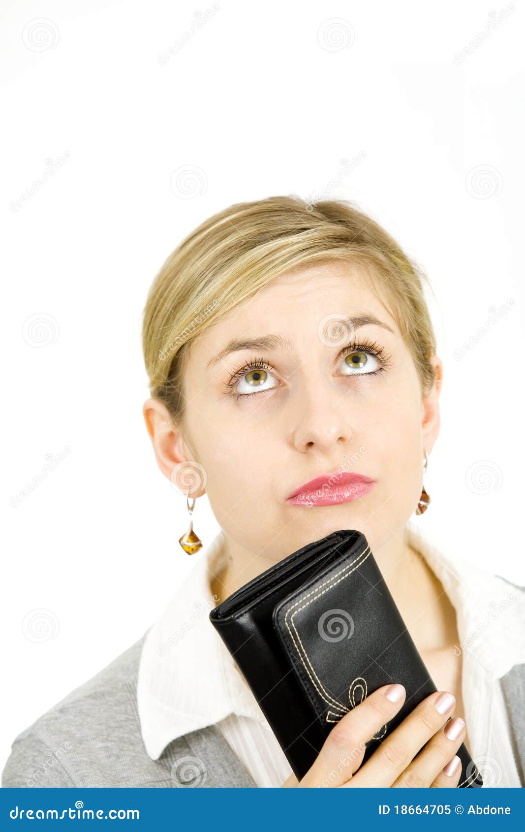 Woman with her purse stock image. Image of female, blond 18664705