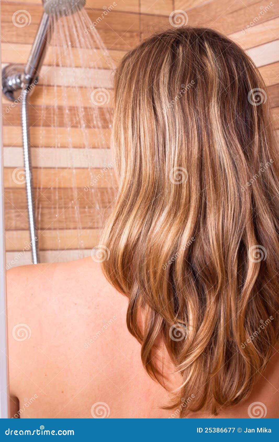 Woman With Highlighted Hair In Shower Stock Image - Image 