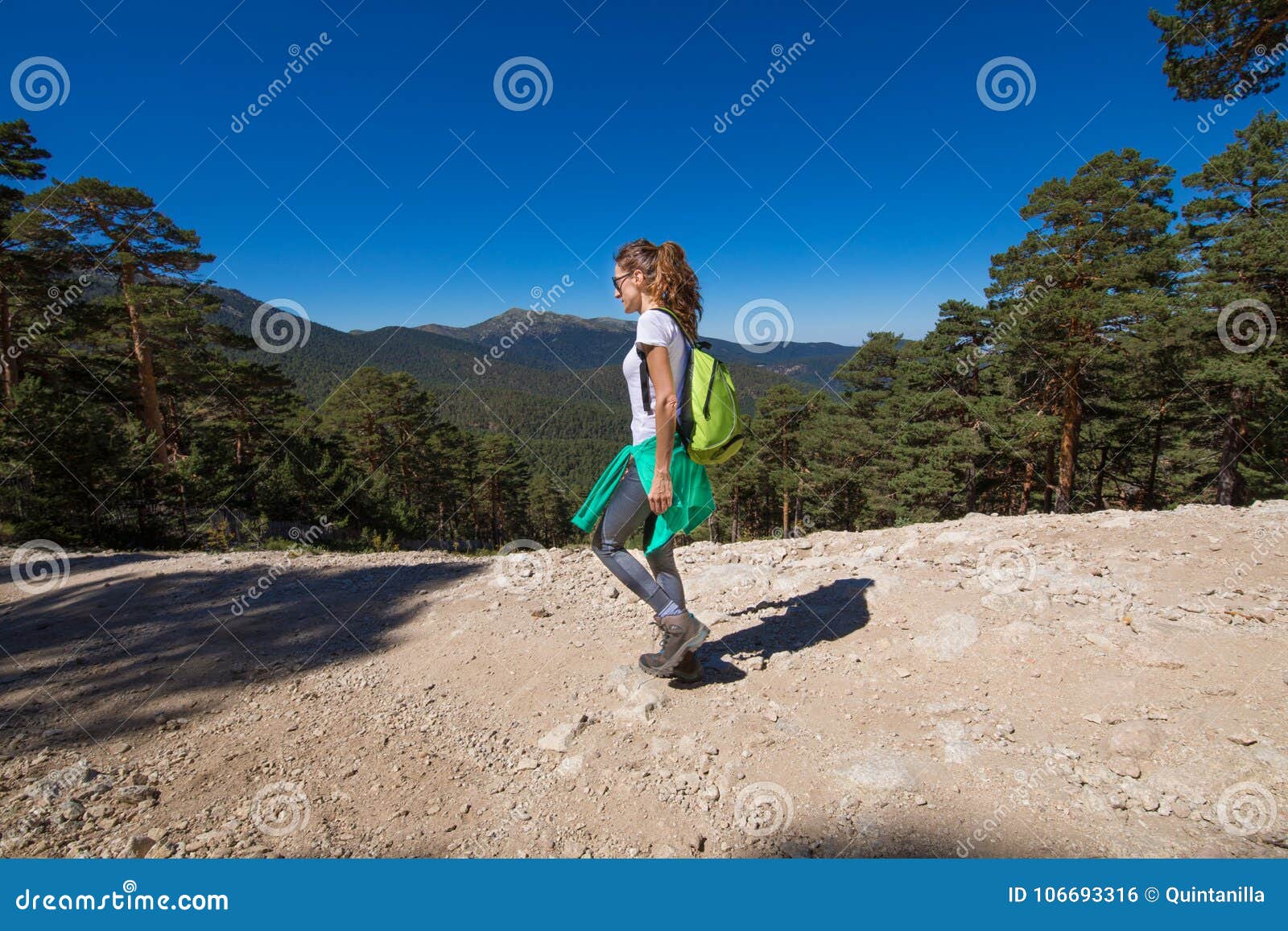 woman hiking in guadarrama mountain