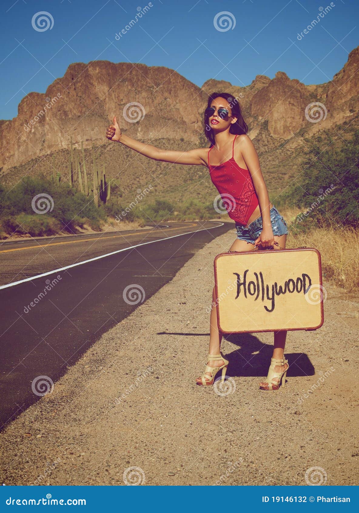 Woman Hitching A Ride Stock Photography Image 19146132