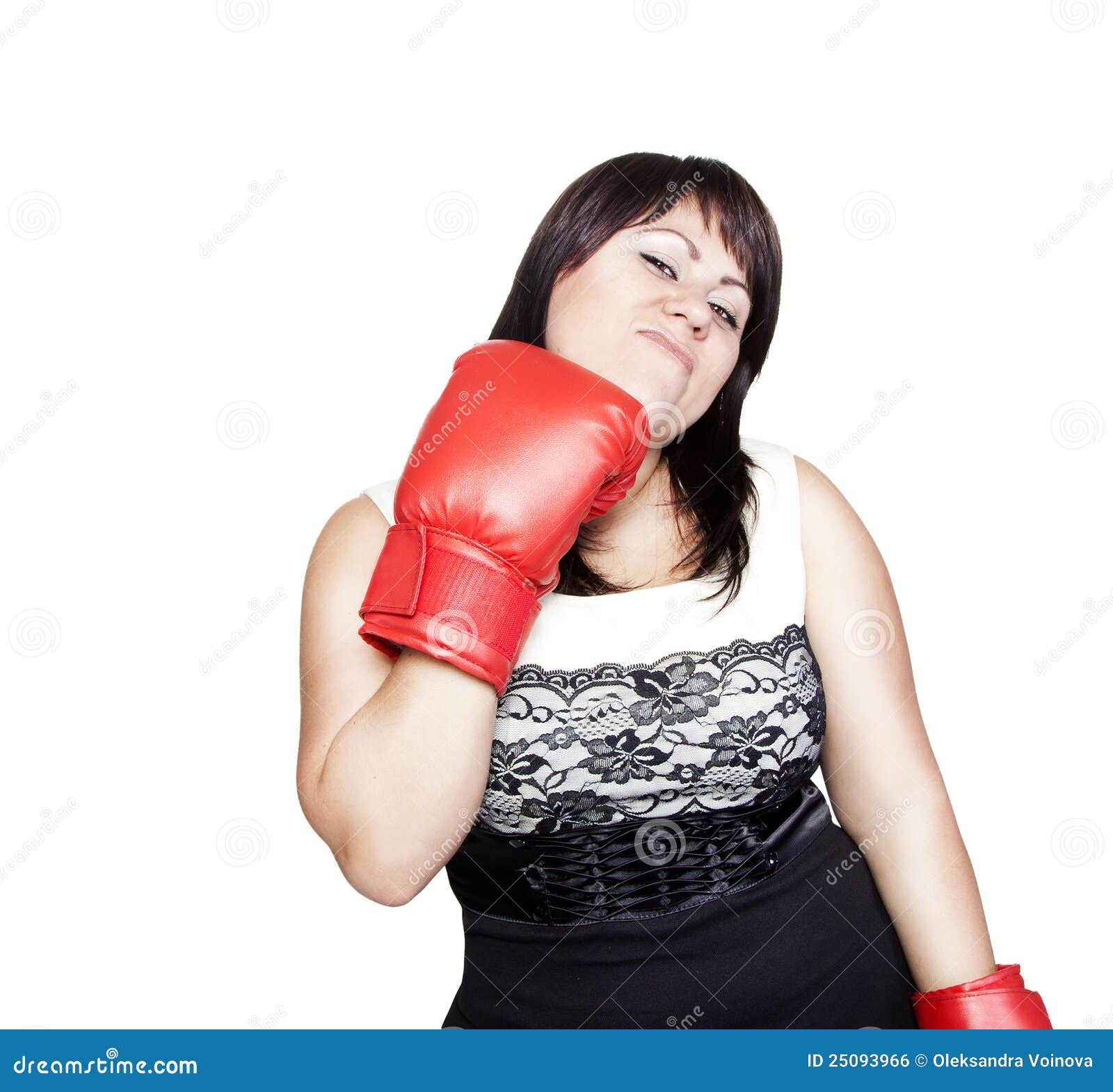 Woman Hitting Herself with Boxing Gloves Stock Photo Image of face, operator 25093966
