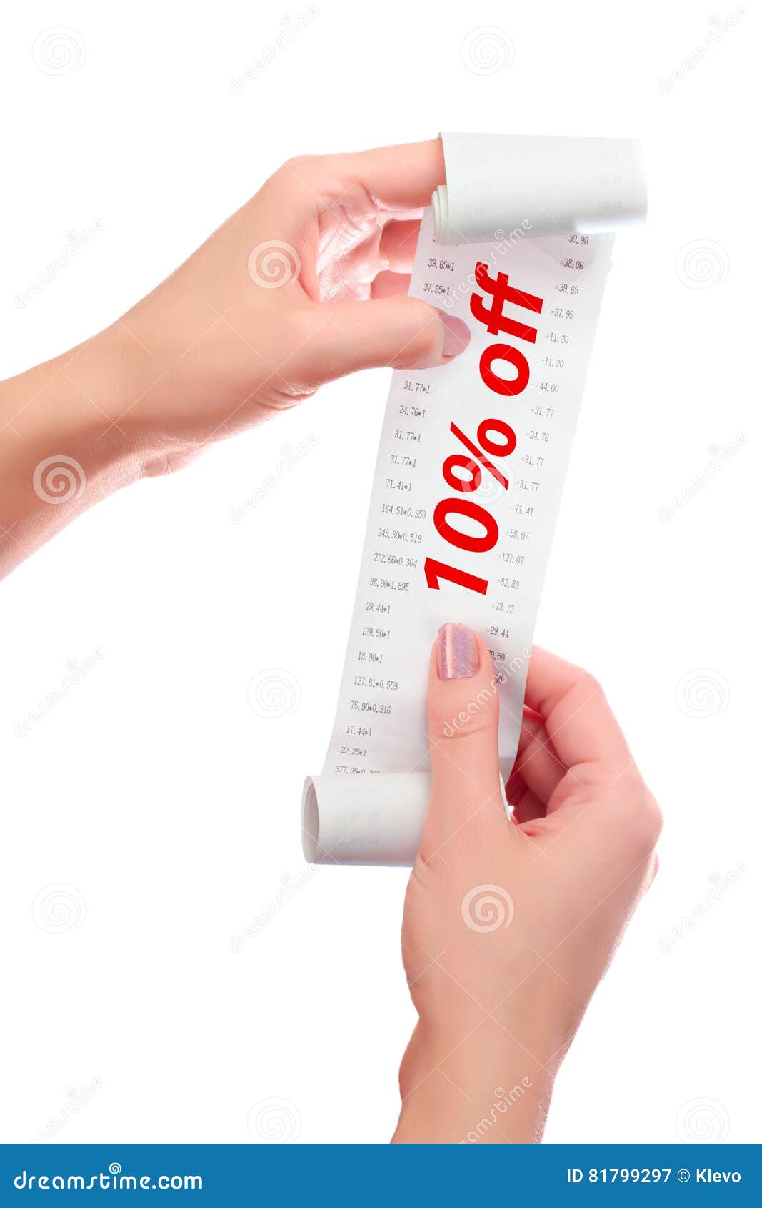 Download Woman Hold In Her Hands Roll Of Paper With Printed Receipt 10% Off Stock Image - Image of money ...
