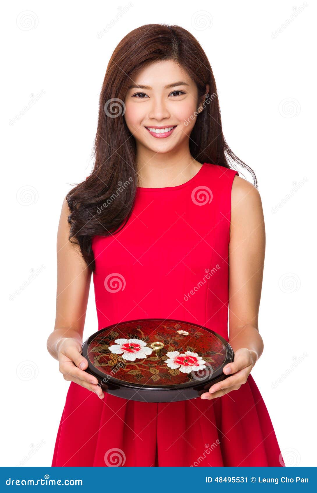 Woman Hold With Lunar Traditional Snack Tray Stock Image Image Of 