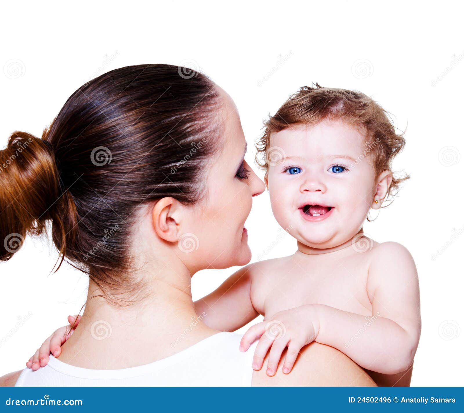 Woman holding baby stock photo. Image of blue, beautiful 24502496