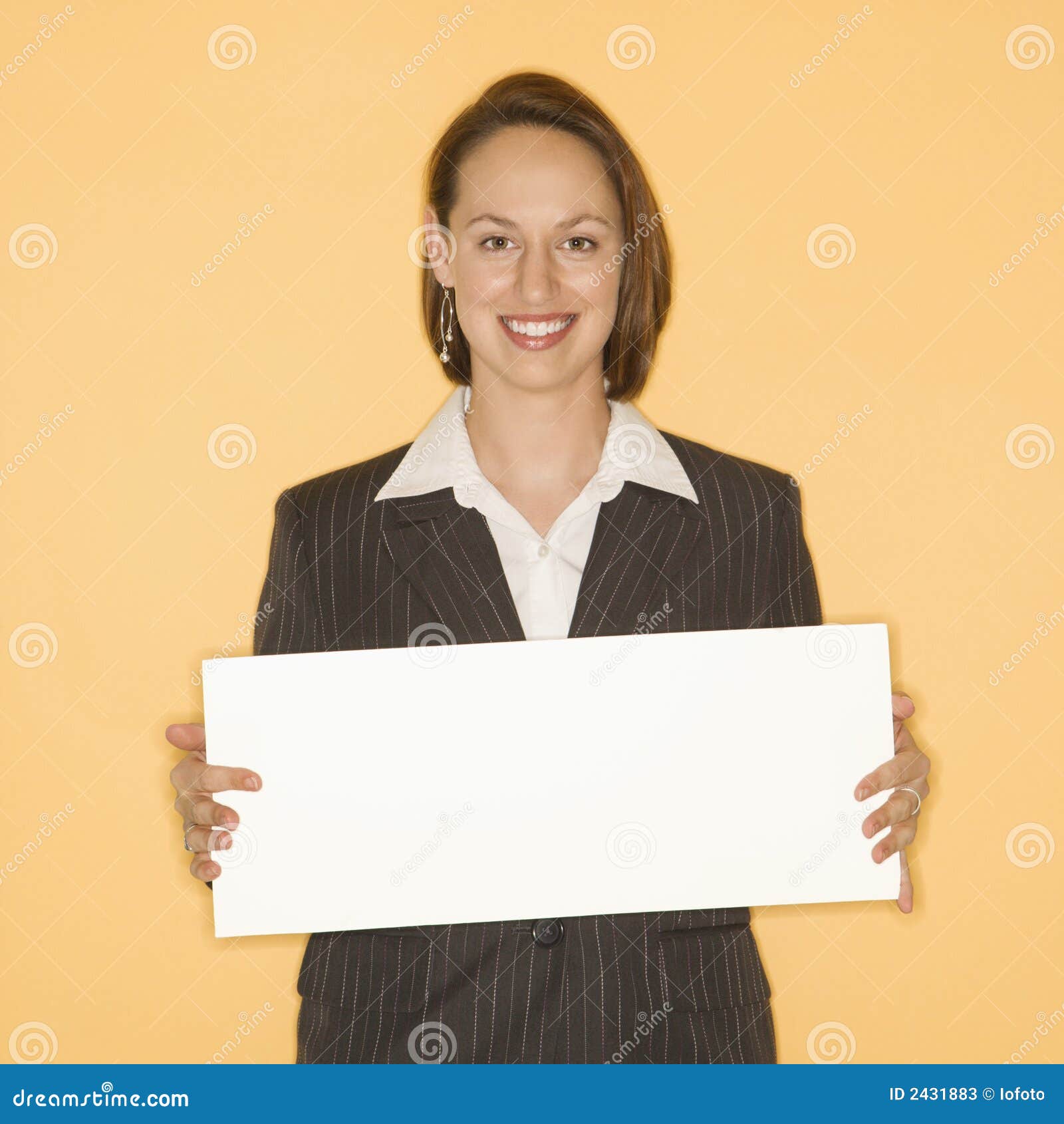 Woman holding blank sign. stock image. Image of female 2431883