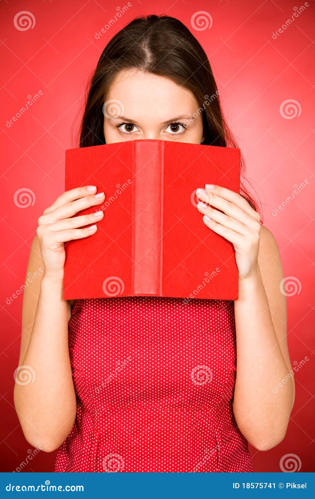 Woman holding book stock image. Image of background, education 18575741