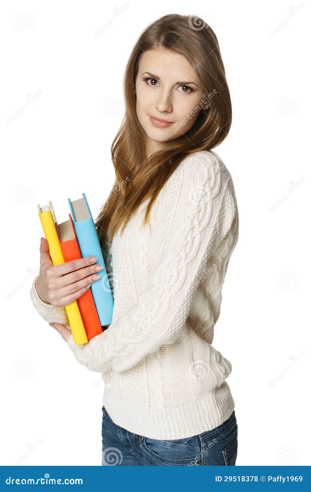 Woman holding books stock photo. Image of homework, cheerful 29518378