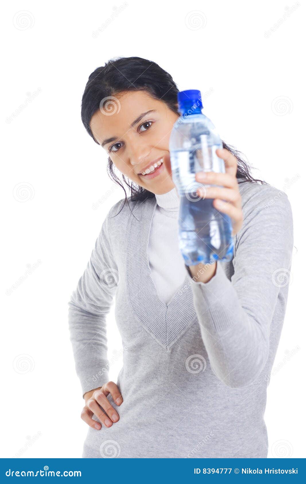 Woman holding bottle stock image. Image of freshness, woman 8394777