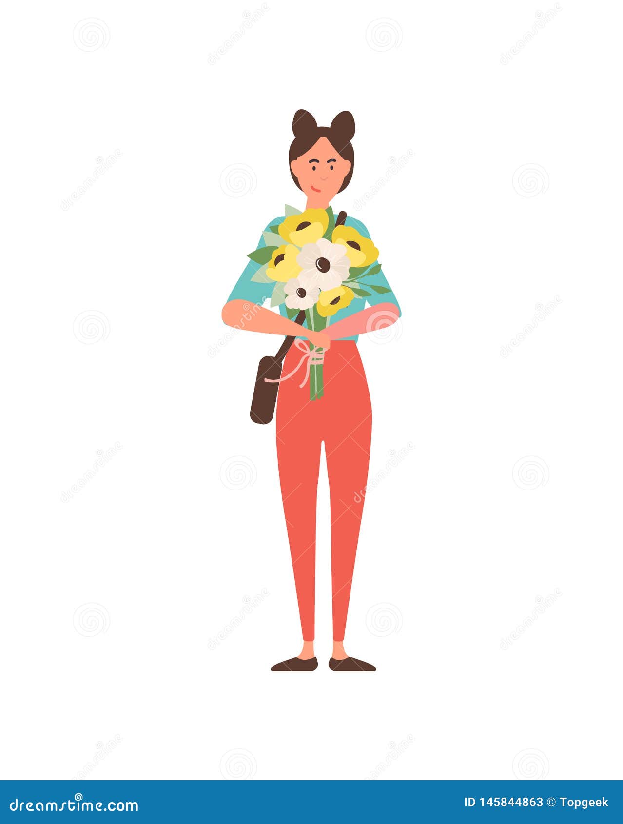 woman holding bouquet of african daisy 