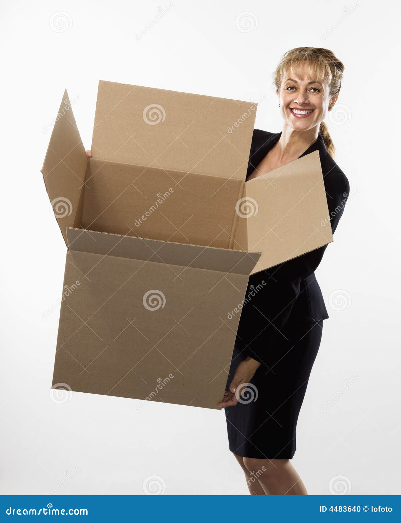 Woman holding box. stock photo. Image of shipment, aged 4483640