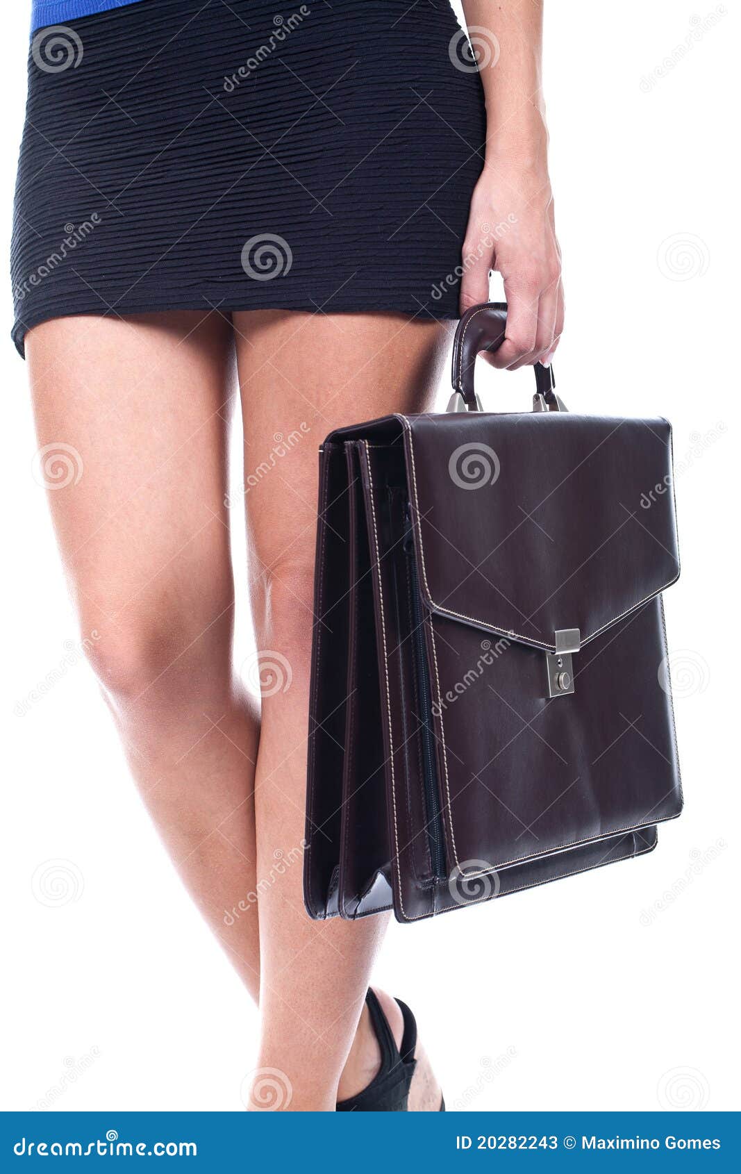 Woman holding a briefcase stock image. Image of skirt 20282243
