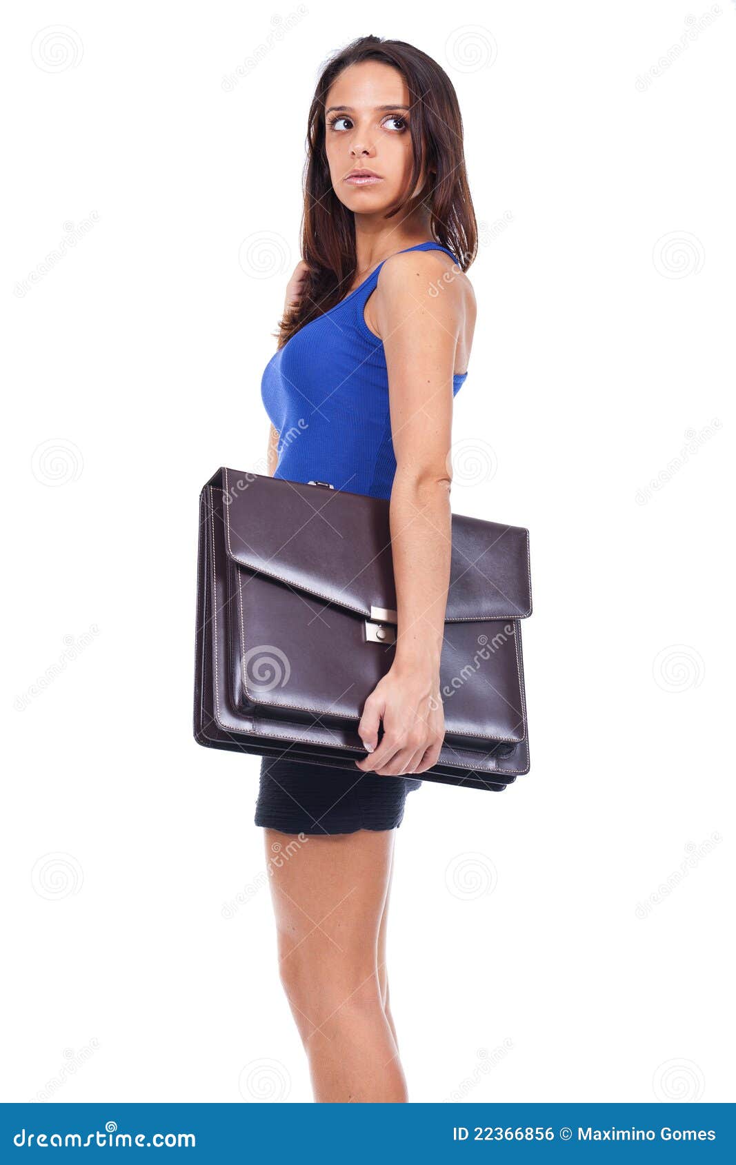 Woman is holding briefcase stock photo. Image of holding 22366856