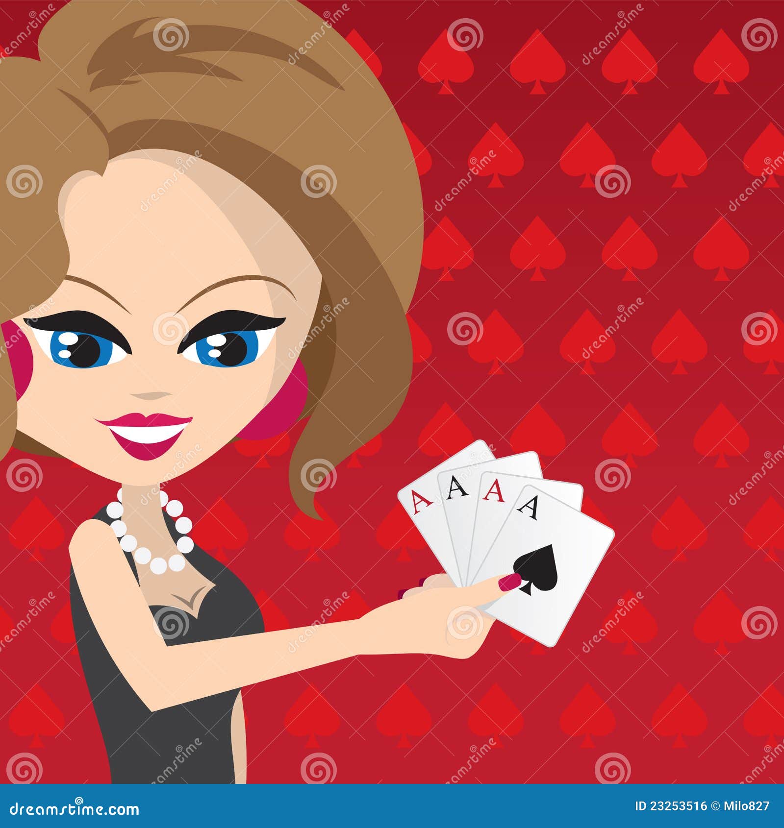 Woman Holding Cards stock vector. Illustration of casino - 23253516