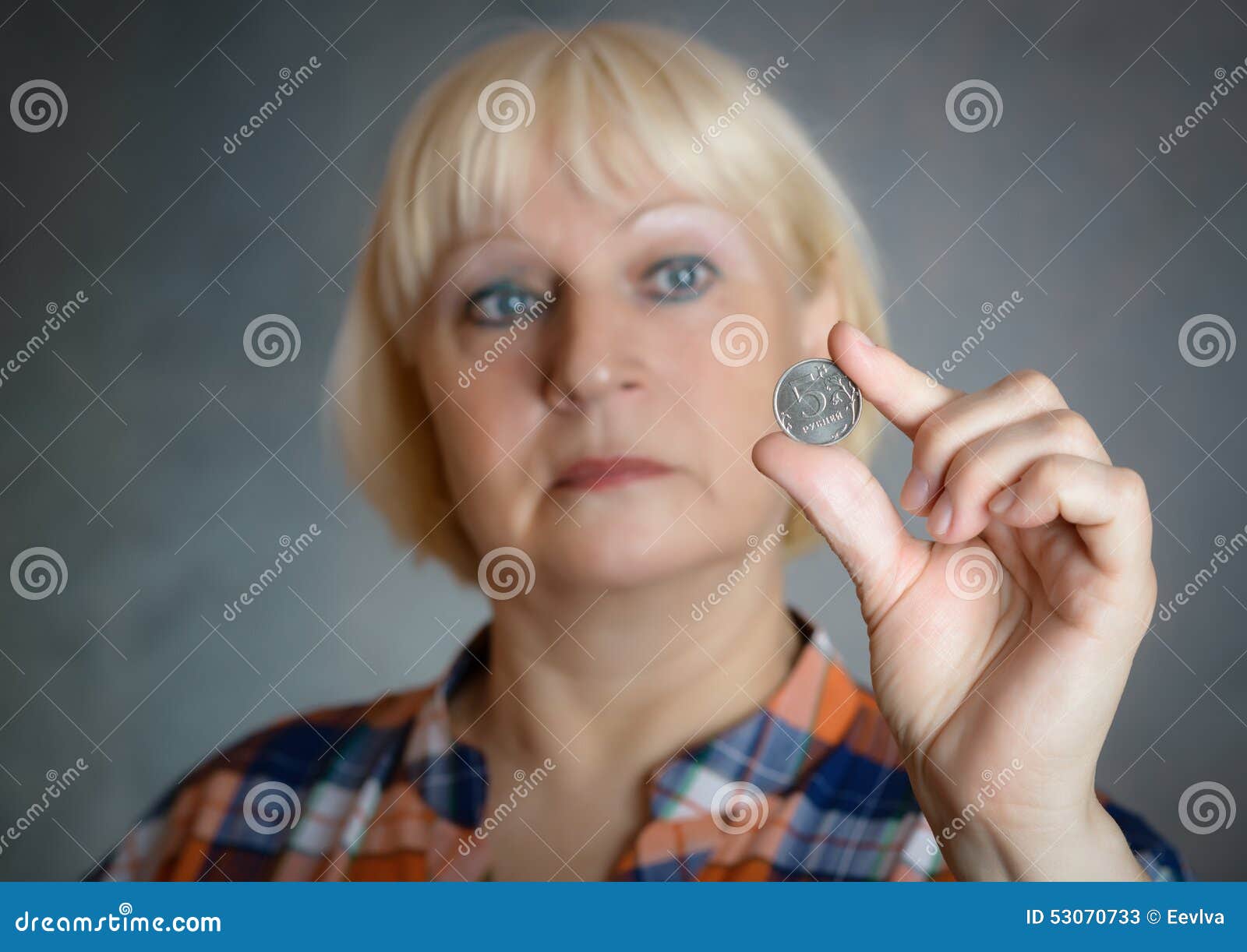 Woman holding coin. stock image. Image of hand, coins 53070733