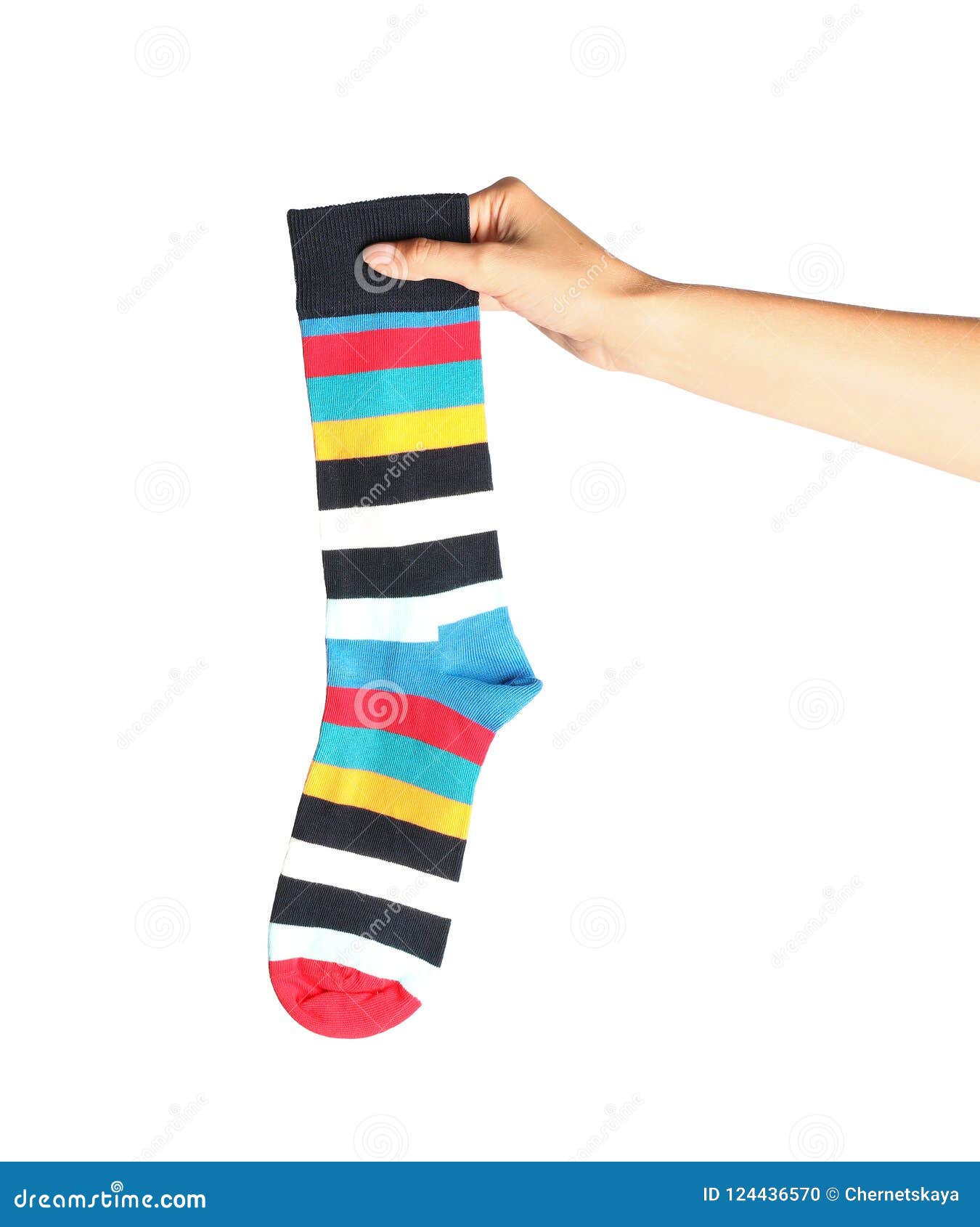Woman Holding Colorful Sock Stock Photo - Image of cotton, ornament ...