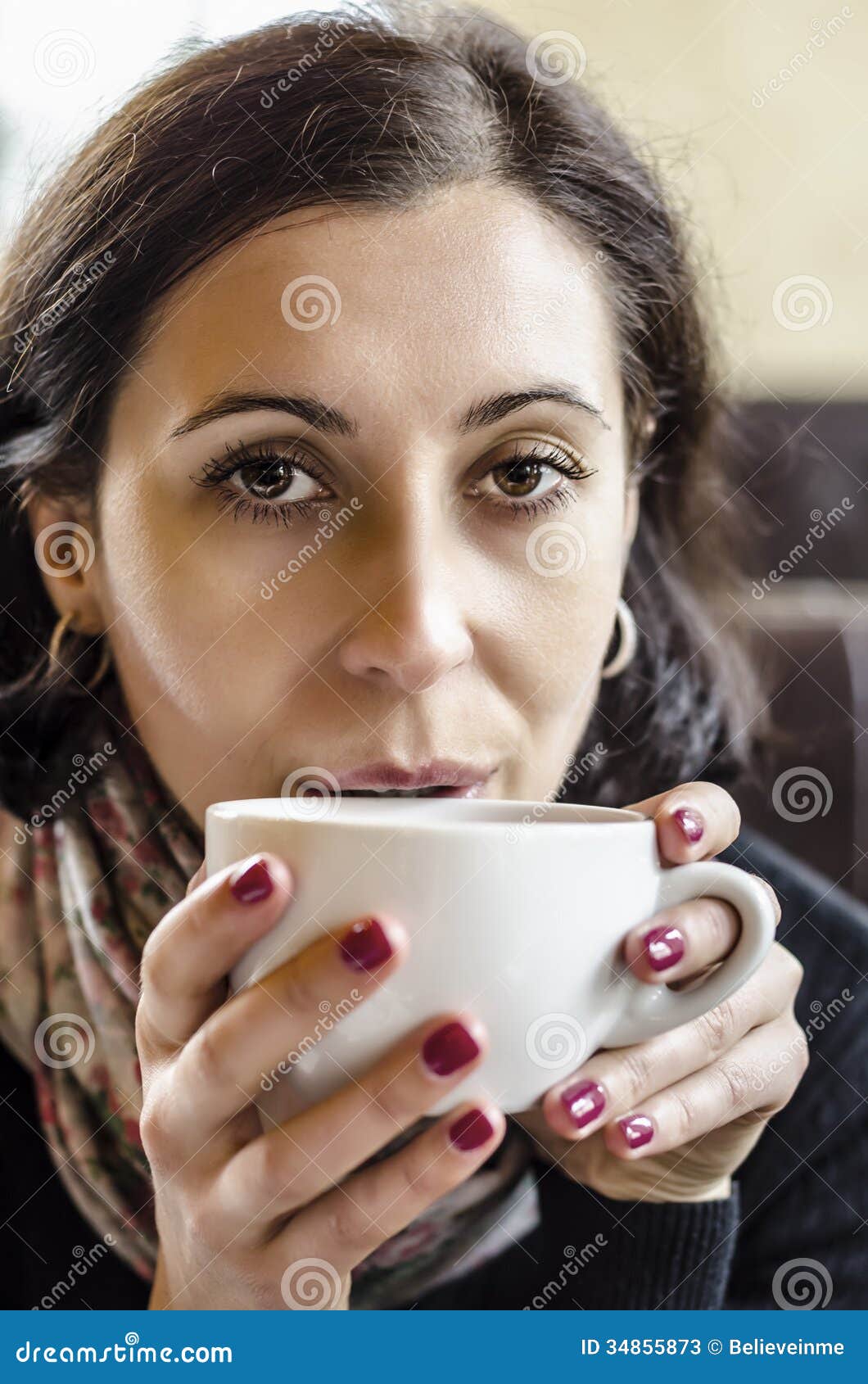 Woman Holding Cup of Coffee Stock Image - Image of elegant, caucasian ...