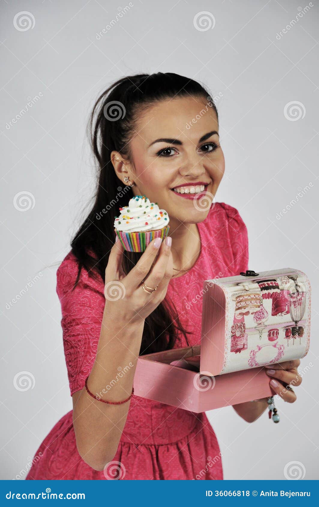 Woman holding cupcake stock photo. Image of closeup, baking 36066818