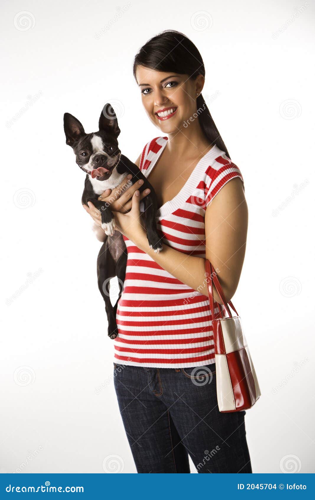 Woman holding a dog. stock photo. Image of purebred, photograph 2045704