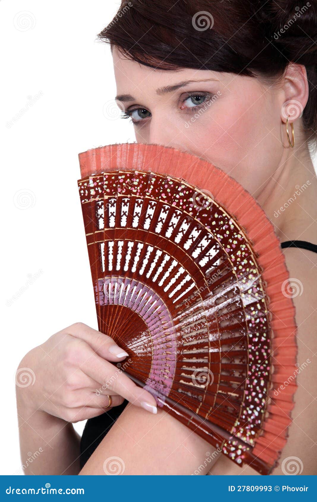 Woman holding a fan stock image. Image of 3035, face 27809993